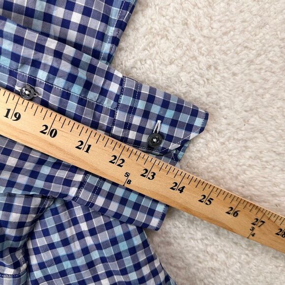 Ermenegildo Zegna Shirt Mens Medium Blue Plaid Check Long Sleeve‎ Button Up - Picture 6 of 13
